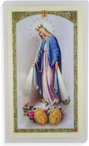 Vista 3 de Medalla de San Venerare de peltre con tarjeta tradicional de oración