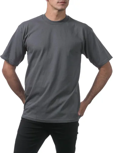 Vista 3 de Pro Club - Camiseta de manga corta para hombre, algodón pesado, cuello redondo