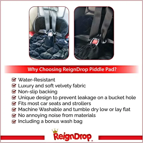 Vista 7 de ReignDrop Piddle Pad Protector de asiento de coche para entrenamiento de niños pequeños y bebés, almohadilla impermeable para asiento de automóvil