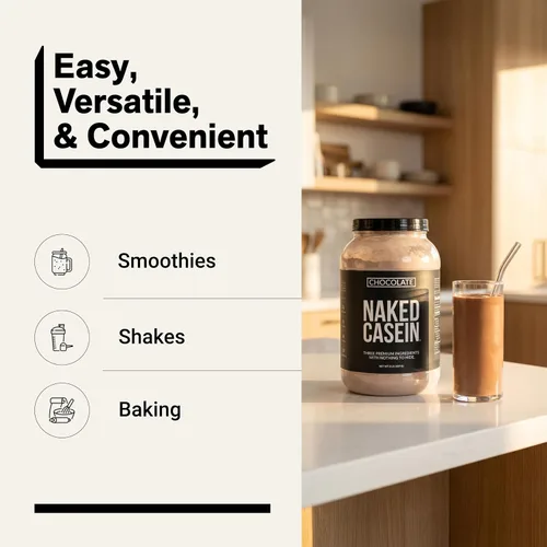 Vista 7 de NAKED Casein - 2 libras de proteína de caseína micelar de chocolate - a granel, sin OMG, sin gluten, sin soya, sin conservantes - estimula