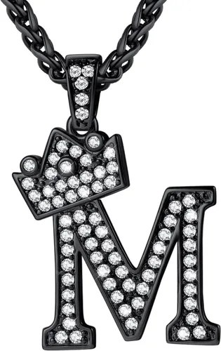 Vista 48 de U7 Crown Initial Number Necklace for Men Women A-Z Letter Pendant Chain a. Oro