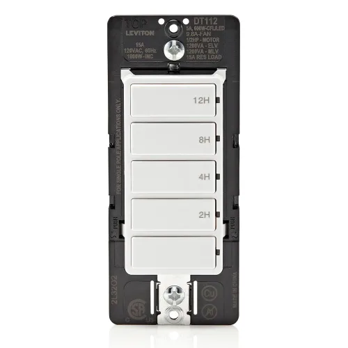 Vista 17 de Leviton Interruptor temporizador de cuenta regresiva para luces domésticas y extractores, 15-30 minutos, 1-2 horas, no requiere cable neutro, un