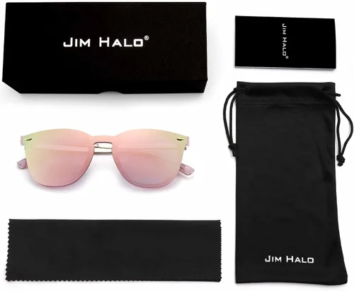 Vista 6 de Rimless Wayfarer Anteojos de sol en una sola pieza lente espejo reflectante, anteojos para hombres mujeres