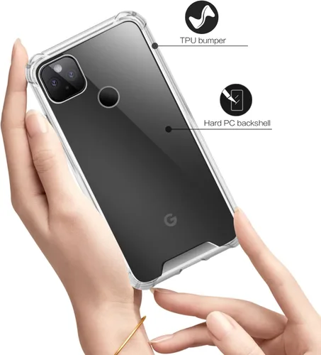 Vista 2 de Funda para Google Pixel 5a (no compatible con Pixel 5), transparente y bonita funda delgada de poliuretano termoplástico reforzado, parte trasera
