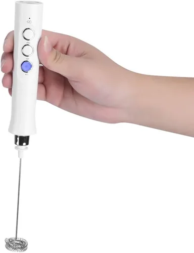 Vista 9 de Mezclador de mano eléctrico portátil USB batidor de huevos eléctrico espumador de leche agitador de café mezclador utensilios de cocina blanco