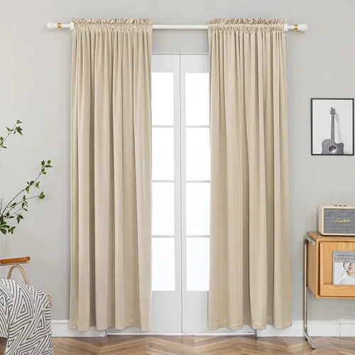 Vista 15 de PLEASANT BOULEVARD Cortinas de terciopelo [2 paneles] elegantes para sala de estar, dormitorio, cuarto de bebé, cortinas para oscurecer la Beige