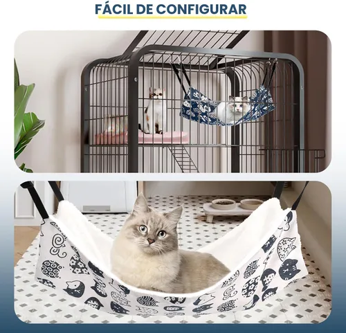 Vista 7 de Admaison Hamaca para Gatos para Jaula Colgante Reversible Paquete de 2, Cama Hamaca para Mascotas Ajustable, Hamaca Suave para Dormir para Gatos