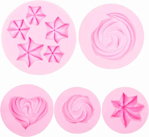 Vista 9 de Moldes de silicona para cupcakes en forma de crema, forma de corazón y estrella, para decoración de tartas para cumpleaños, fiesta temática, postre