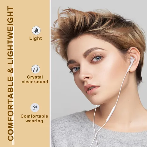 Vista 5 de Paquete de 2 auriculares USB C para iPhone 17/17Pro/17Pro Max/16/16 Pro/16 Plus/16 Pro Max/15/15 Plus/15 Pro/15 Pro Max, auriculares USB tipo C HiFi