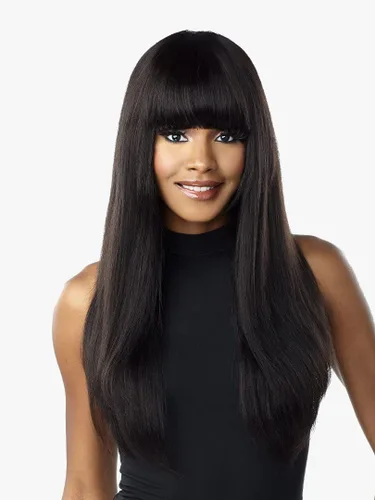 Vista 3 de Sensationnel 100% cabello humano imperio clip en flequillo - CHINA BANG (color: 1 negro azabache)