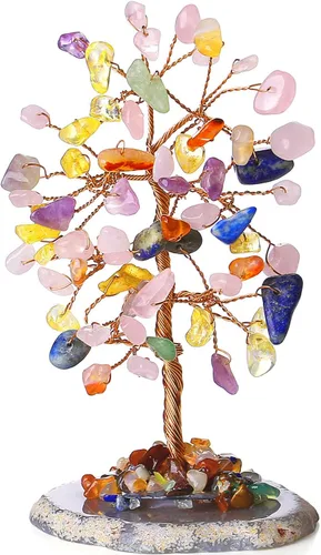Vista 16 de QINJIEJIE Árbol de Chakra Natural de Cristal Árbol de la Vida Dinero para Decoración de Escritorio Piedra de 7 Chakras para Energía Positiva