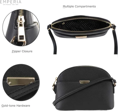 Vista 4 de Emperia AvaEva - Bolso cruzado de piel sintética para mujer, bolsas para hombros, bolso Saffiano miniatura estilo domo