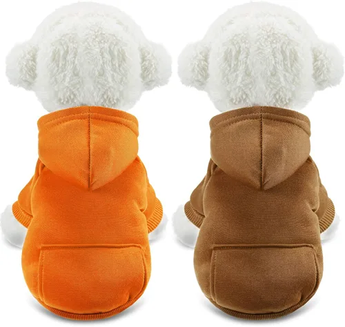 Vista 6 de SATINIOR 2 piezas de sudadera con capucha para perros de invierno, sudaderas cálidas para perros pequeños con bolsillos, abrigo de algodón para ropa
