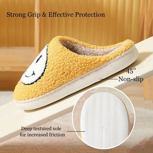 Vista 4 de GULAKY Smiley Face Slippers for Women and Men House Shoes Fuzzy Non-slip Cozy Lightweight Slip-on Indoor Slippers