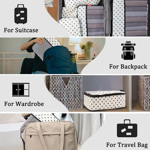 Vista 8 de U+U 4 juegos6 juegos8 juegos10 juegos de cubos de compresión Organizadores de viaje ultraligeros con bolsa de lavandería y bolsa de cosméticos