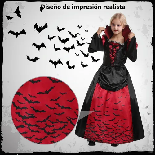 Vista 3 de Disfraz de vampiro para niñas, vestido de vampiro real, disfraz