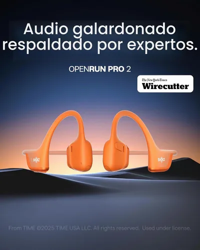 Vista 2 de SHOKZ OpenRun Pro 2 Auriculares deportivos Bluetooth con conducción ósea Naranja