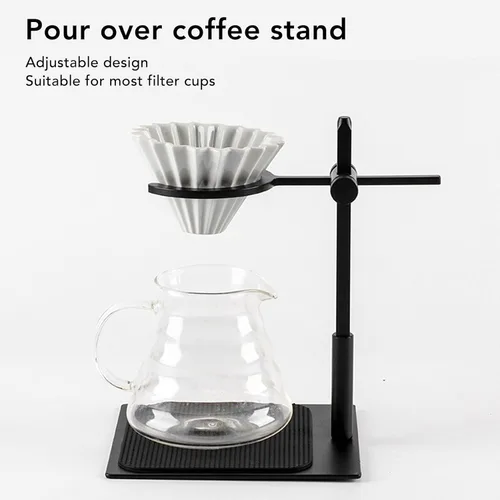 Vista 2 de Soporte para gotero de estación de café, con soporte ajustable de aleación de aluminio, cafetera de goteo con filtro de acero inoxidable