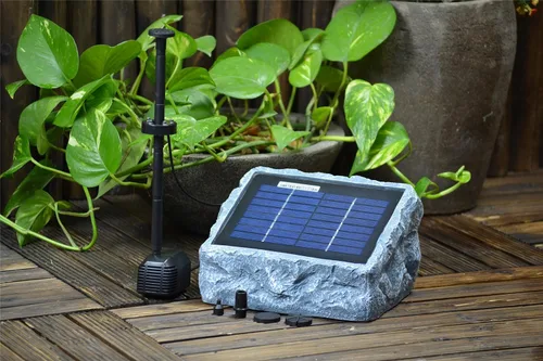 Vista 2 de ASC Kit de bomba de agua de piedra solar con batería y anillo de luz LED