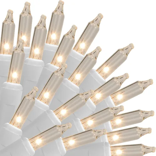Vista 9 de Luces de Navidad naranjas para interiores o exteriores, 33 pies, 150 unidades de luces incandescentes de tamaño mini para Halloween, cadena de luces