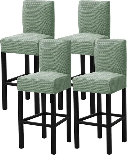 Vista 13 de Gollense Juego de 4 fundas para taburetes de bar con respaldo, fundas elásticas de jacquard para taburetes de bar, fundas de asiento lavables