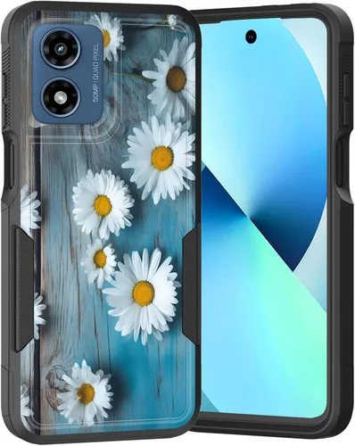 Vista 12 de para Moto G Play 4G 2024, funda de dos capas híbrida resistente y a prueba de golpes, PC duro + silicona suave protectora para Motorola Moto G Play