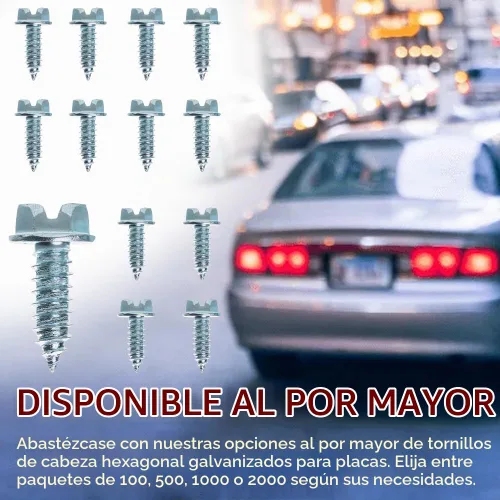 Vista 6 de Tornillos para matrícula de zinc chapado HI-TECH, paquete de 100 piezas #14 x 3/4 pulgadas – Pernos de cabeza hexagonal resistentes a la oxidación