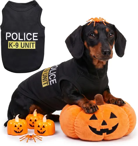 Vista 33 de Camiseta para Perro Parisian Pet - Camiseta Bordada FBI - 100% Algodón, Ropa Transpirable para Perros - Chaleco para Mascotas Sin Mangas - Camisas