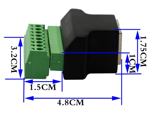 Vista 2 de CGTime - Conector macho RJ45 a 8P 8C hembra tipo tornillo terminales Ethernet red Plug Cable para AV CCTV UTP DVR Cat5 Cat5e Cat6 Cat7 en línea