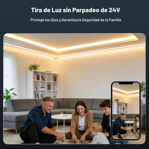 Vista 6 de PAUTIX Tira de luz LED COB de 5 mm 16.4 pies/5 m 3000K Blanco cálido 504 LEDs/m, Cinta LED flexible DC24V para gabinete Hogar Proyectos