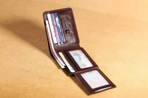 Vista 5 de MANBANG - Cartera de piel de vacuno con capacidad extra para hombre