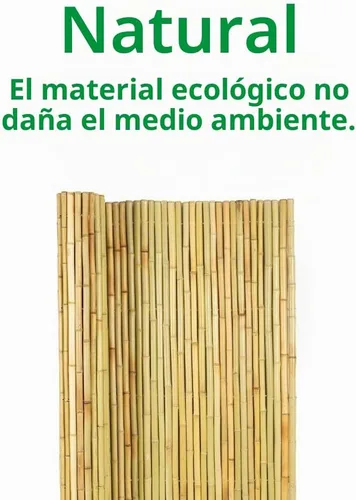 Vista 2 de Mininfa Valla de bambú enrollada natural, cercado de bambú ecológico, 0.7 pulgadas de profundidad x 4 pies de alto x 6 pies de largo, pantalla