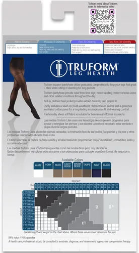 Vista 9 de Truform Sheer Pantyhose de maternidad, compresión de 15-20 mmHg, soporte de abdomen, 20 denier, beige, M
