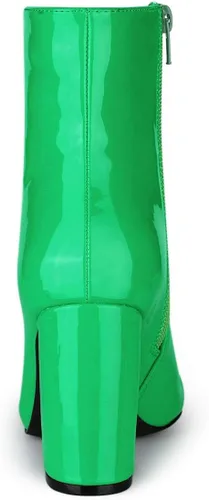 Vista 3 de Allegra K Botines con cremallera y tacón grueso para mujer
