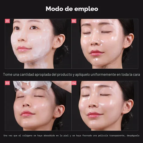 Vista 5 de TOSOWOONG Mascarilla de colágeno hidrolizado, mascarilla facial despegable para elasticidad, hidratación, brillo, piel de vidrio, hidratante facial