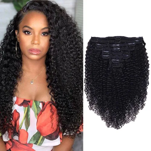 Vista 33 de Extensiones de cabello humano real rizado con clip, balayage, color marrón chocolate a rubio caramelo, 8 piezas con 18 clips, 4.23 oz/juego