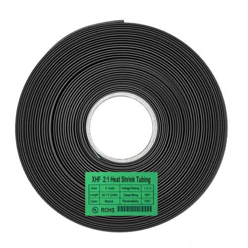 Vista 12 de XHF Rollo de tubo termorretráctil de 20 pies y 1-1/2 pulgadas con certificación UL 2:1, tubo retráctil industrial eléctrico para aislamiento