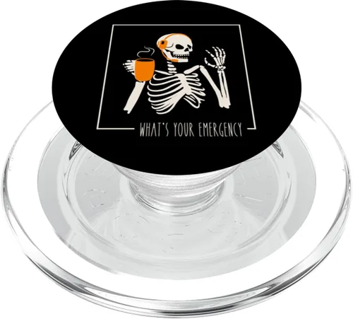 Vista 8 de Cuál es tu emergencia Funny Skeleton 911 Dispatcher Humor PopSockets Standard PopGrip