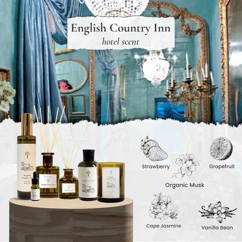 Vista 2 de PRISTINE English Country Inn Linen & Room Spray Ambientador, hecho con aceites esenciales, fragancia en aerosol para ambientes con fresa y vainilla