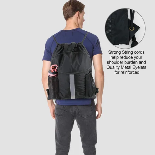 Vista 7 de BeeGreen Mochila con cordón y compartimento para zapatos, mochila unisex