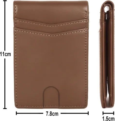 Vista 6 de Aikirin Hombres creativos pintura cartera cuero genuino RFID plegable delgado dinero clip pintado a mano tarjetas titular para los hombres