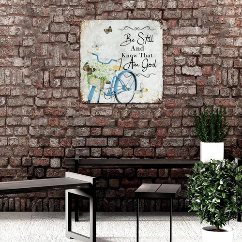 Vista 4 de Letrero de pared de metal inspirador de 10 x 10 pulgadas, con versículo bíblico, arte de pared, póster de lata cristiana, flores de acuarela en una