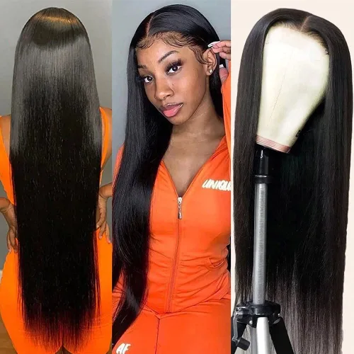 Vista 15 de Subella 12A Pelucas de encaje frontal HD de cabello humano con línea capilar prearrancada con cabello recién nacido, densidad de 180, 13x5, cabello