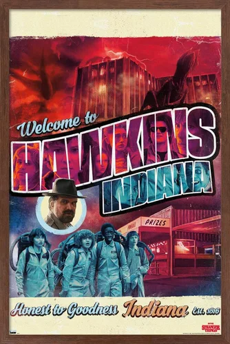 Vista 10 de Trends International Netflix Stranger Things - Póster de pared de Welcome to Hawkins Indiana, 22.4 pulgadas de largo x 14.7 W, versión enmarcada