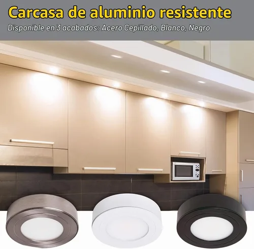 Vista 4 de Armacost Lighting 223411 Luz LED Tipo Disco, Blanco Brillante Cepillado inoxidable