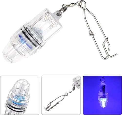 Vista 2 de Luz de pesca subacuática, luces de caída profunda de 4.3 pulgadas, impermeable, señuelo de pesca subacuático, luz de atracción intermitente, luz