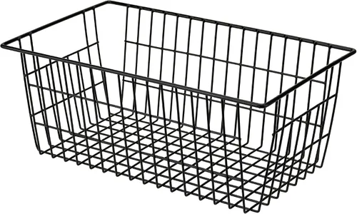 Vista 7 de SANNO Organizador de cesta para congelador, divisor de almacenamiento de alambre de metal para refrigerador, contenedores domésticos con asas