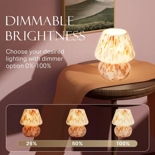 Vista 3 de Dawnwake Lámpara de Mesa con Forma de Hongo para Dormitorio, Pequeñas Lámparas de Escritorio de Mesita de Noche para Sala de Estar, Decoración