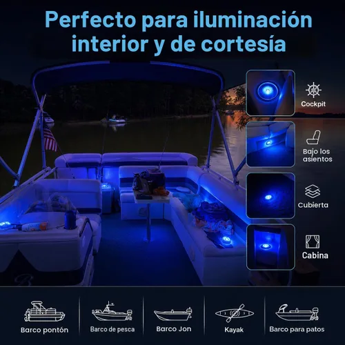 Vista 7 de Seaponer Luces de barco inalámbricas que funcionan con pilas, luz LED marina impermeable para luz de cubierta, luces interiores de cortesía