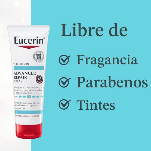 Vista 7 de Eucerin Advanced Repair Crema corporal enriquecida con urea, crema corporal sin perfume para piel seca con triple complejo hidratante, tubo de 8
